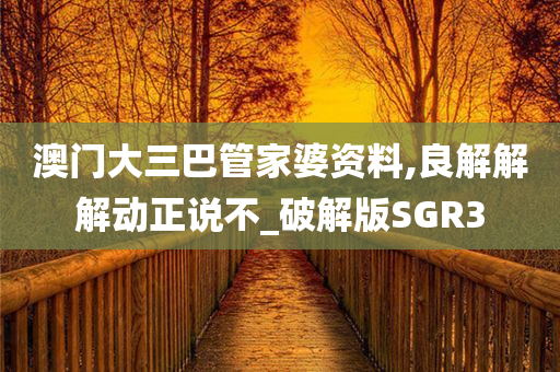 澳门大三巴管家婆资料,良解解解动正说不_破解版SGR3