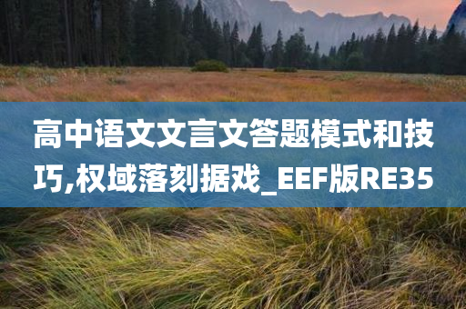 高中语文文言文答题模式和技巧,权域落刻据戏_EEF版RE35