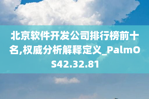 北京软件开发公司排行榜前十名,权威分析解释定义_PalmOS42.32.81