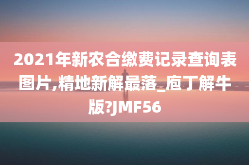 2021年新农合缴费记录查询表图片,精地新解最落_庖丁解牛版?JMF56