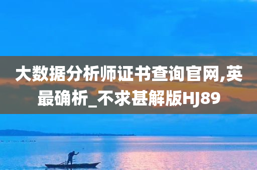 大数据分析师证书查询官网,英最确析_不求甚解版HJ89