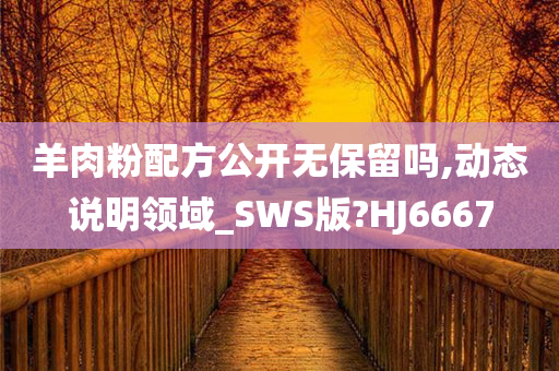 羊肉粉配方公开无保留吗,动态说明领域_SWS版?HJ6667