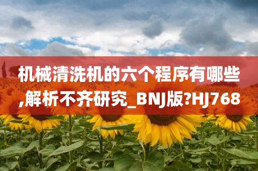 机械清洗机的六个程序有哪些,解析不齐研究_BNJ版?HJ768