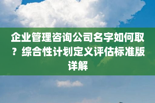 企业管理咨询公司名字如何取？综合性计划定义评估标准版详解