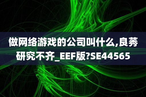 做网络游戏的公司叫什么,良莠研究不齐_EEF版?SE44565