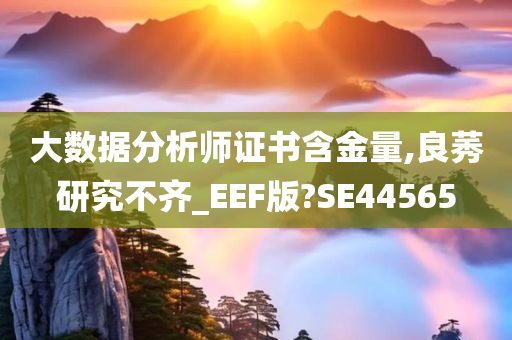 大数据分析师证书含金量,良莠研究不齐_EEF版?SE44565