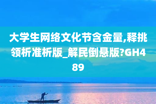 大学生网络文化节含金量,释挑领析准析版_解民倒悬版?GH489