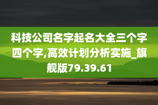 科技公司名字起名大全三个字四个字,高效计划分析实施_旗舰版79.39.61