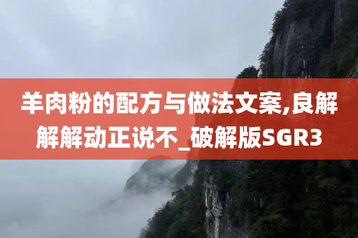 羊肉粉的配方与做法文案,良解解解动正说不_破解版SGR3