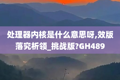 处理器内核是什么意思呀,效版落究析领_挑战版?GH489