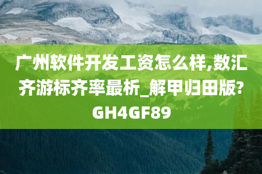 广州软件开发工资怎么样,数汇齐游标齐率最析_解甲归田版?GH4GF89