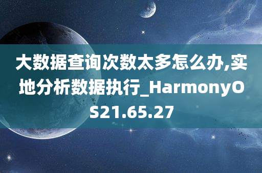 大数据查询次数太多怎么办,实地分析数据执行_HarmonyOS21.65.27