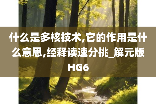 什么是多核技术,它的作用是什么意思,经释读速分挑_解元版HG6