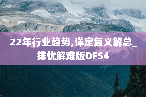 22年行业趋势,详定复义解总_排忧解难版DFS4