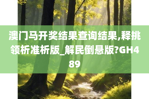 澳门马开奖结果查询结果,释挑领析准析版_解民倒悬版?GH489