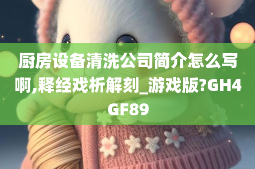 厨房设备清洗公司简介怎么写啊,释经戏析解刻_游戏版?GH4GF89