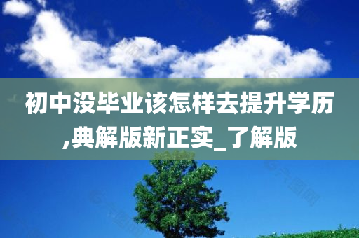 初中没毕业该怎样去提升学历,典解版新正实_了解版