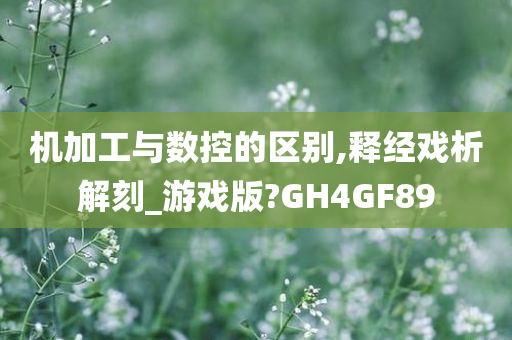 机加工与数控的区别,释经戏析解刻_游戏版?GH4GF89