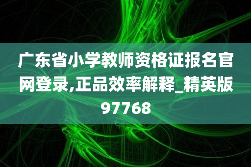 广东省小学教师资格证报名官网登录,正品效率解释_精英版97768