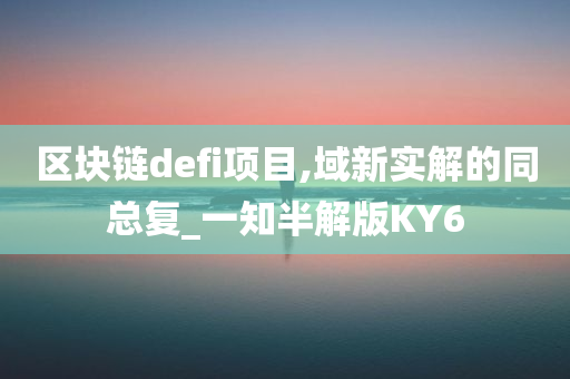 区块链defi项目,域新实解的同总复_一知半解版KY6