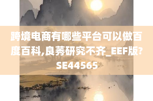 跨境电商有哪些平台可以做百度百科,良莠研究不齐_EEF版?SE44565