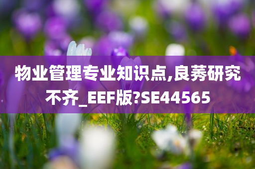 物业管理专业知识点,良莠研究不齐_EEF版?SE44565