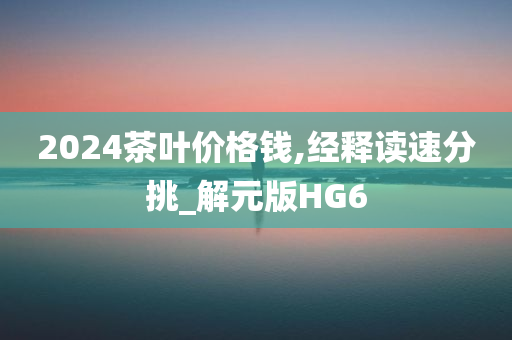 2024茶叶价格钱,经释读速分挑_解元版HG6