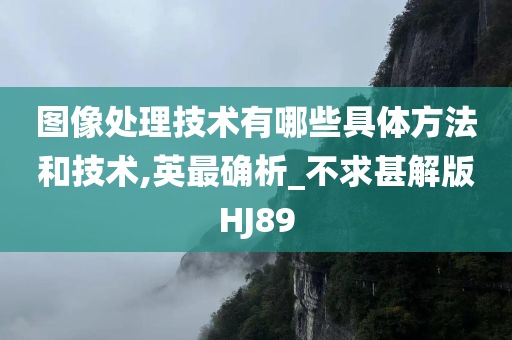 图像处理技术有哪些具体方法和技术,英最确析_不求甚解版HJ89