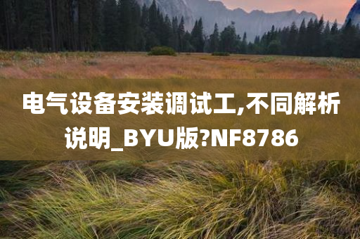 电气设备安装调试工,不同解析说明_BYU版?NF8786