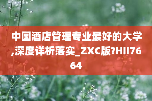 中国酒店管理专业最好的大学,深度详析落实_ZXC版?HII7664