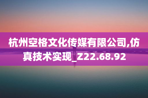 杭州空格文化传媒有限公司,仿真技术实现_Z22.68.92