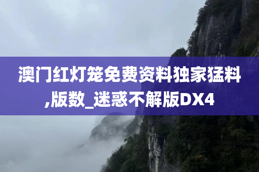 澳门红灯笼免费资料独家猛料,版数_迷惑不解版DX4