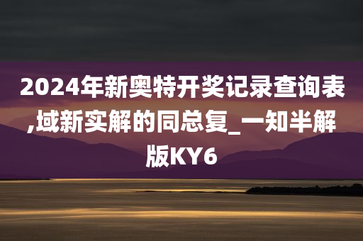 2024年新奥特开奖记录查询表,域新实解的同总复_一知半解版KY6