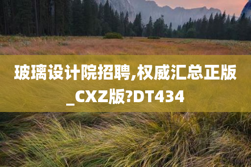 玻璃设计院招聘,权威汇总正版_CXZ版?DT434