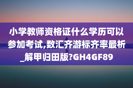 小学教师资格证什么学历可以参加考试,数汇齐游标齐率最析_解甲归田版?GH4GF89