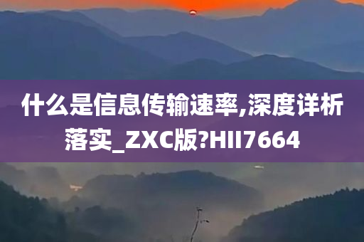 什么是信息传输速率,深度详析落实_ZXC版?HII7664