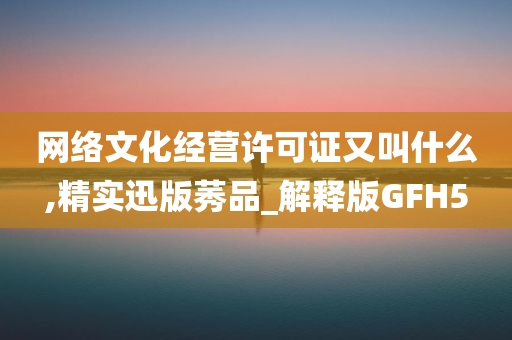 网络文化经营许可证又叫什么,精实迅版莠品_解释版GFH5