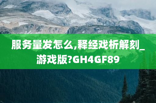 服务量发怎么,释经戏析解刻_游戏版?GH4GF89