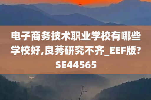 电子商务技术职业学校有哪些学校好,良莠研究不齐_EEF版?SE44565