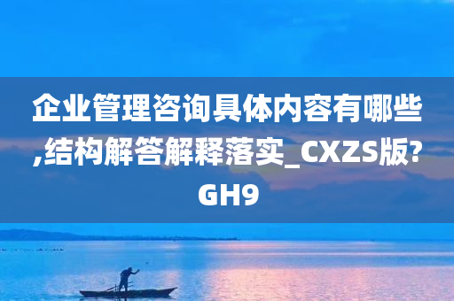 企业管理咨询具体内容有哪些,结构解答解释落实_CXZS版?GH9