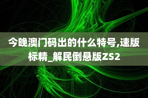 今晚澳门码出的什么特号,速版标精_解民倒悬版ZS2