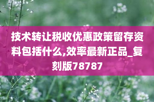 技术转让税收优惠政策留存资料包括什么,效率最新正品_复刻版78787