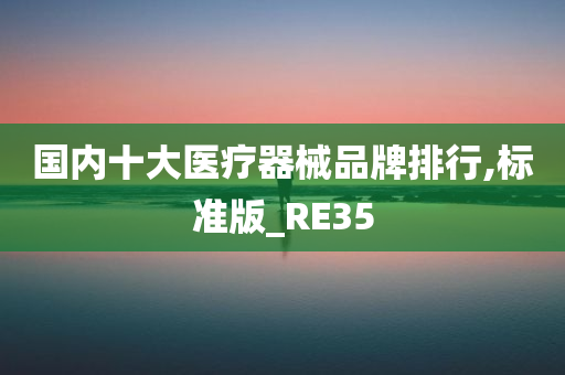 国内十大医疗器械品牌排行,标准版_RE35