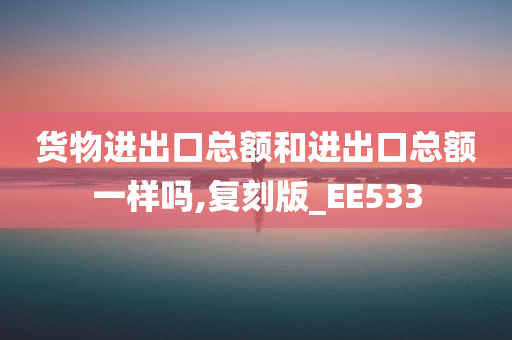 货物进出口总额和进出口总额一样吗,复刻版_EE533