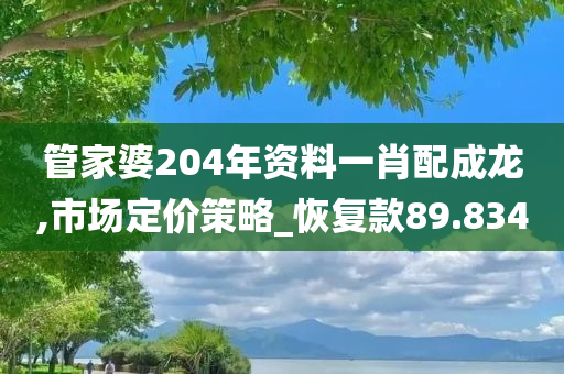 管家婆204年资料一肖配成龙,市场定价策略_恢复款89.834