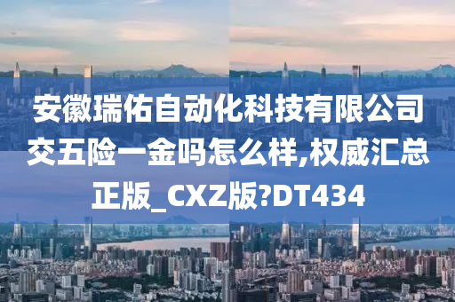 安徽瑞佑自动化科技有限公司交五险一金吗怎么样,权威汇总正版_CXZ版?DT434