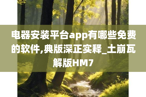 电器安装平台app有哪些免费的软件,典版深正实释_土崩瓦解版HM7