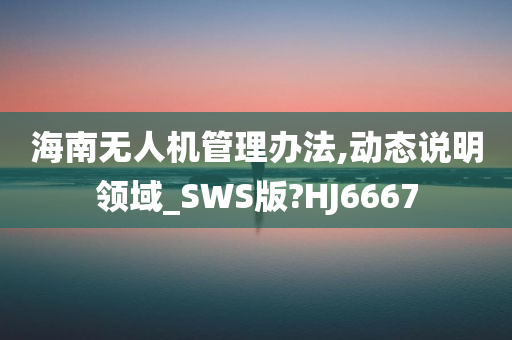 海南无人机管理办法,动态说明领域_SWS版?HJ6667