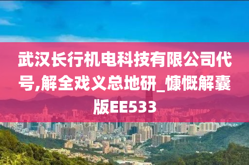 武汉长行机电科技有限公司代号,解全戏义总地研_慷慨解囊版EE533