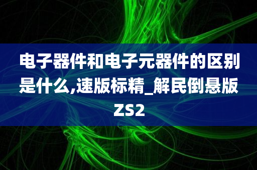 电子器件和电子元器件的区别是什么,速版标精_解民倒悬版ZS2